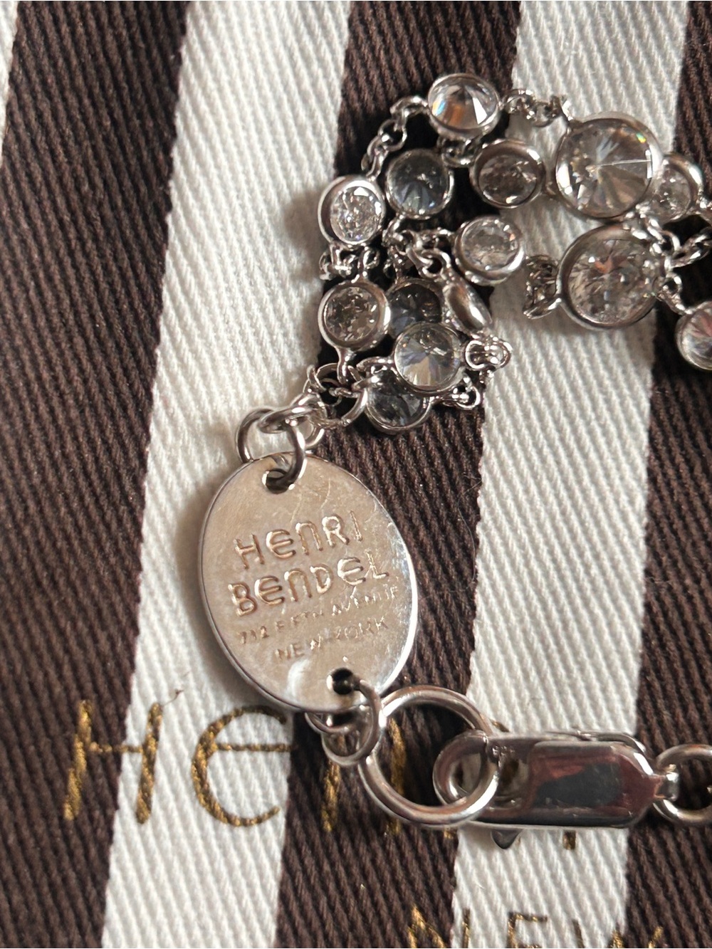 Henri Bendel Luxe Uptown Crystal Multi-Strand Bracelet Silver Tone + Dust Bag - Picture 2 of 3